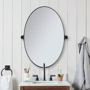 VIOTTO& CO. Modern Matte Black Oval Mirror Bathroom VIOTTO& CO. Vanity Pivot Tilt Mirror Floating Adjustable Swivel Oblong Mirror Wall Mounted Vertical